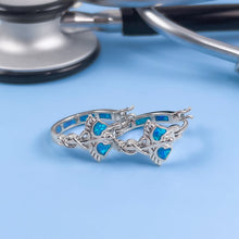 Load image into Gallery viewer, Opal Hoop Caduceus Earrings