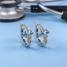 Load image into Gallery viewer, Opal Hoop Caduceus Earrings