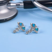 Load image into Gallery viewer, Opal Medical Caduceus Studs