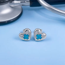 Load image into Gallery viewer, Opal Cross Heart Studs Earrings