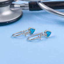 Load image into Gallery viewer, Opal Heart EKG Hook Earrings
