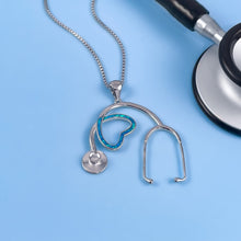 Load image into Gallery viewer, Opal Stethoscope Heart Necklace