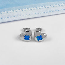 Load image into Gallery viewer, Opal Red Cross Heart Studs