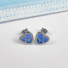 Load image into Gallery viewer, Opal EKG Heart Studs