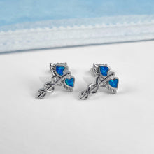 Load image into Gallery viewer, Opal Caduceus Studs