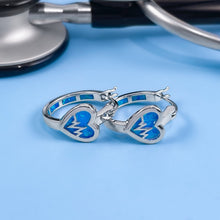 Load image into Gallery viewer, Opal Heart EKG Hoop Earrings