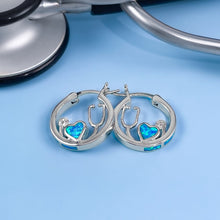 Load image into Gallery viewer, Opal Heart Stethoscope Hoop Earrings