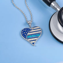 Load image into Gallery viewer, Opal Blue Bar Heart Necklace