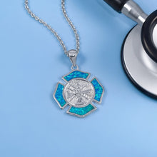 Load image into Gallery viewer, Opal Firefighter Badge Necklace