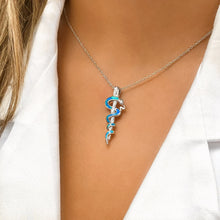 Load image into Gallery viewer, Opal Rod of Asclepius Necklace
