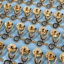 Load image into Gallery viewer, 25pc Black/Gold Stethoscope Pin Pack