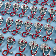 Load image into Gallery viewer, 25pc Red Stethoscope Pin Pack