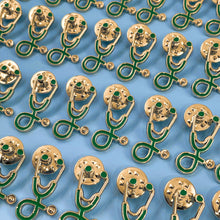 Load image into Gallery viewer, 25pc Green/Gold Stethoscope Pin Pack