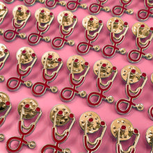 Load image into Gallery viewer, 25pc Red/Gold Stethoscope Pin Pack