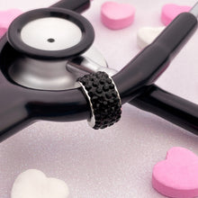Load image into Gallery viewer, Black Bedazzled Stethoscope Charm