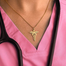 Load image into Gallery viewer, Gold Caduceus Pendant Necklace