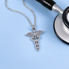 Load image into Gallery viewer, Silver Caduceus Pendant Necklace