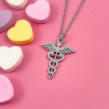 Load image into Gallery viewer, Silver Caduceus Pendant Necklace