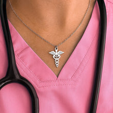 Load image into Gallery viewer, Silver Caduceus Pendant Necklace