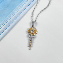 Load image into Gallery viewer, Crystal Sunflower Caduceus Necklace