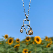 Load image into Gallery viewer, Crystal Sunflower Stethoscope Necklace