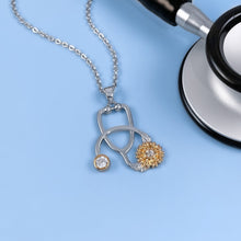 Load image into Gallery viewer, Crystal Sunflower Stethoscope Necklace