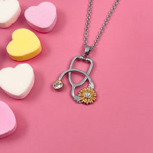 Load image into Gallery viewer, Crystal Sunflower Stethoscope Necklace
