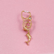 Load image into Gallery viewer, Gold Dainty Dolphin Stethoscope Pin