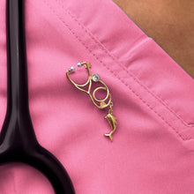 Load image into Gallery viewer, Gold Dainty Dolphin Stethoscope Pin