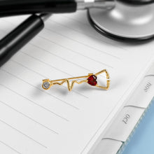Load image into Gallery viewer, Gold Dainty Heartbeat Stethoscope Pin