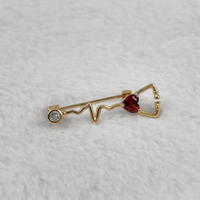 Load image into Gallery viewer, Gold Dainty Heartbeat Stethoscope Pin