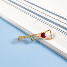 Load image into Gallery viewer, Gold Dainty Heartbeat Stethoscope Pin