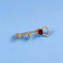 Load image into Gallery viewer, Gold Dainty Heartbeat Stethoscope Pin