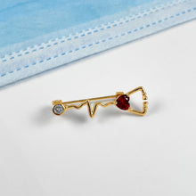 Load image into Gallery viewer, Gold Dainty Heartbeat Stethoscope Pin