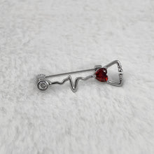 Load image into Gallery viewer, Silver Dainty Heartbeat Stethoscope Pin