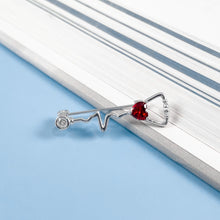 Load image into Gallery viewer, Silver Dainty Heartbeat Stethoscope Pin