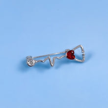 Load image into Gallery viewer, Silver Dainty Heartbeat Stethoscope Pin