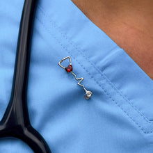Load image into Gallery viewer, Silver Dainty Heartbeat Stethoscope Pin