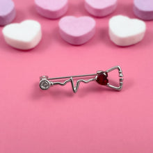 Load image into Gallery viewer, Silver Dainty Heartbeat Stethoscope Pin