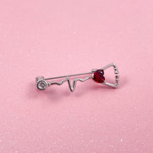 Load image into Gallery viewer, Silver Dainty Heartbeat Stethoscope Pin