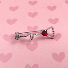 Load image into Gallery viewer, Silver Dainty Heartbeat Stethoscope Pin