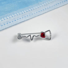 Load image into Gallery viewer, Silver Dainty Heartbeat Stethoscope Pin