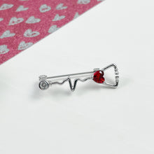 Load image into Gallery viewer, Silver Dainty Heartbeat Stethoscope Pin