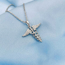 Load image into Gallery viewer, Dainty Sparkling Caduceus Necklace