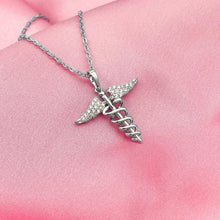 Load image into Gallery viewer, Dainty Sparkling Caduceus Necklace