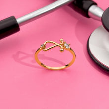 Load image into Gallery viewer, Gold Dainty Stethoscope Ring