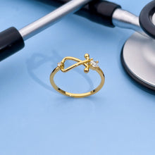 Load image into Gallery viewer, Gold Dainty Stethoscope Ring