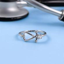 Load image into Gallery viewer, Silver Dainty Stethoscope Ring