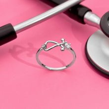 Load image into Gallery viewer, Silver Dainty Stethoscope Ring