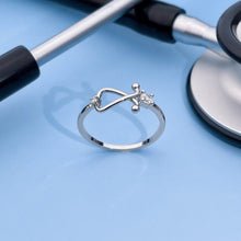 Load image into Gallery viewer, Silver Dainty Stethoscope Ring
